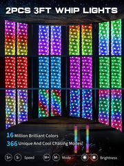 VI9000 spiral RGB chasing antenna adds dynamic color patterns for off-road fun.