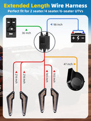 VI9000 illuminated switch on UTV kit visible at night for easy operation.