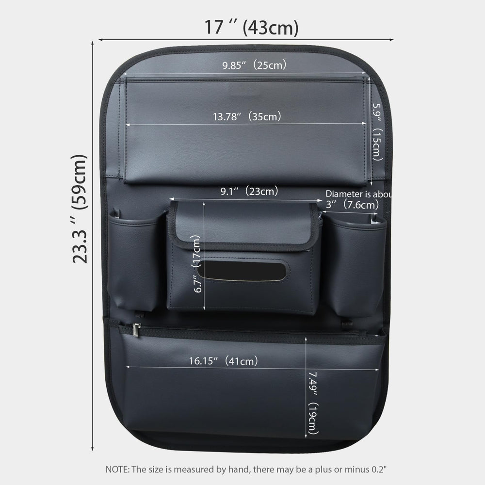 Viaviat large storage pocket holds tablets, snacks, toys for family trips.