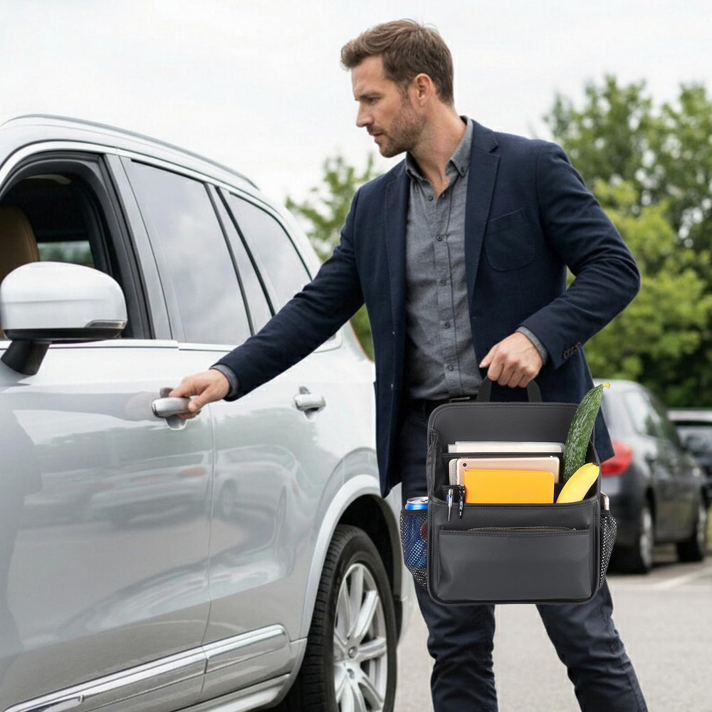 Viaviat water resistant leather organizer protects belongings from spills