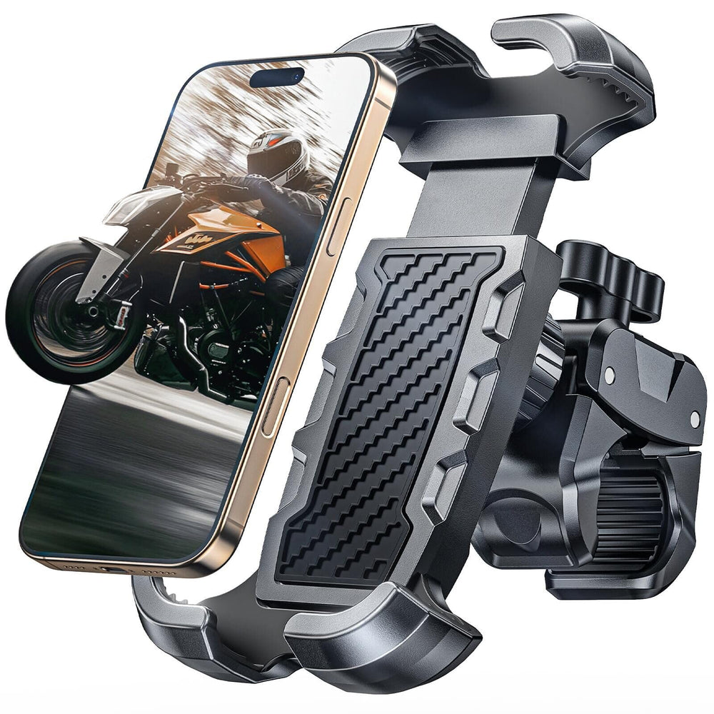 Viccux 2026 motorcycle mount with heavy-duty clamp secures your phone on rough roads.