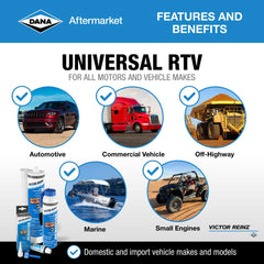 Victor Reinz Reinzosil RTV seals valve covers with flexibility and resilience.