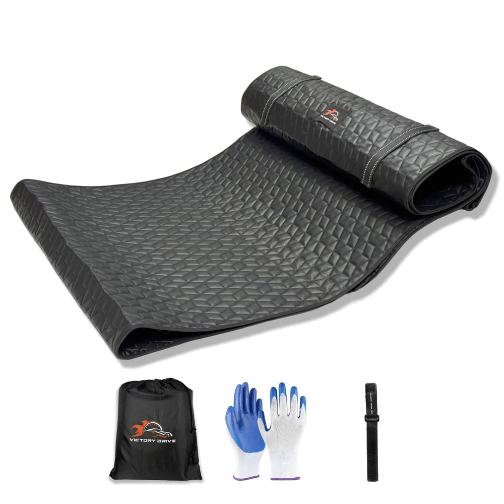 VICTORY DRIVE rolling creeper mat front view with diamond-quilted top for comfort during repairs.