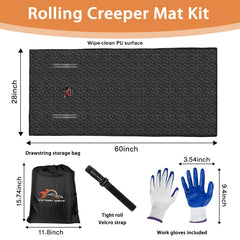 VICTORY DRIVE rolling creeper mat rolled with strap for compact storage and transport.