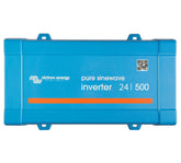 Victron Energy 500VA 24V inverter front view powering devices with pure sine output