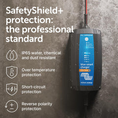 Victron Energy Blue Smart IP65 charger IP65 splash protection in action.