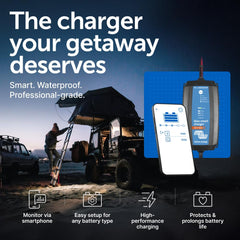 Victron Energy Blue Smart IP65 charger side view, space-saving design.
