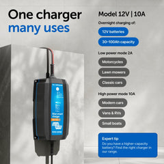 Victron Energy Blue Smart IP65 charger in workshop environment.