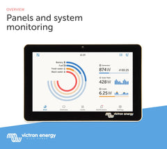 Victron Energy GX Touch 50 mounted on dashboard enables quick access.