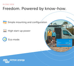 Victron Energy 1200VA inverter side panel showing compact design for portability.