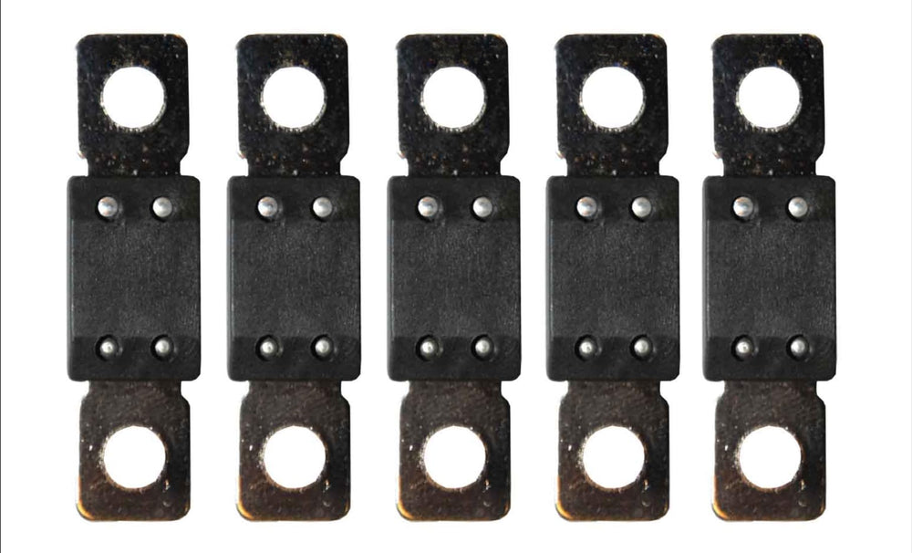 Close-up of Victron Mega-Fuse terminals showing secure connections for power systems.