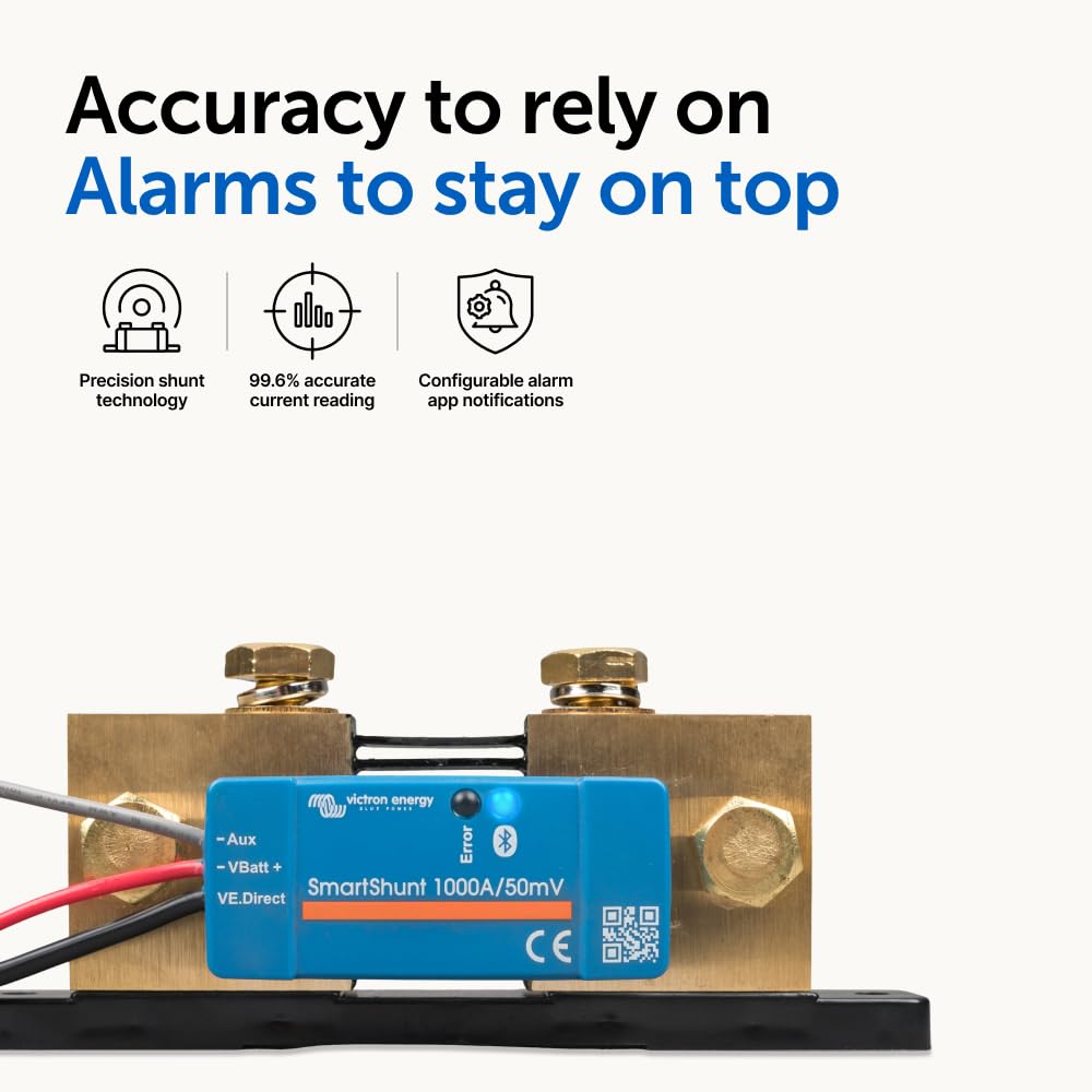 Victron SmartShunt IP65 app data highlights live battery metrics on VictronConnect