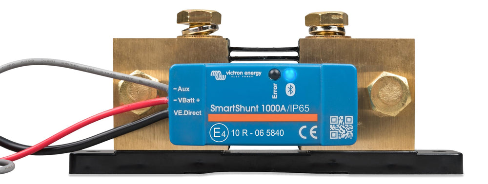 Victron SmartShunt IP65 front view showing rugged waterproof housing for reliable battery monitoring