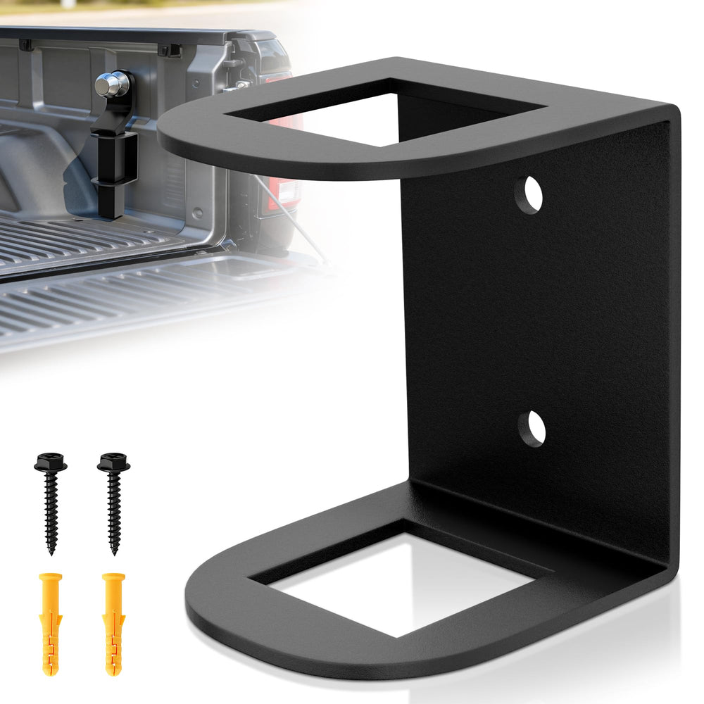 ViewKurM hitch holder installed in truck bed, reducing movement for a quiet ride.