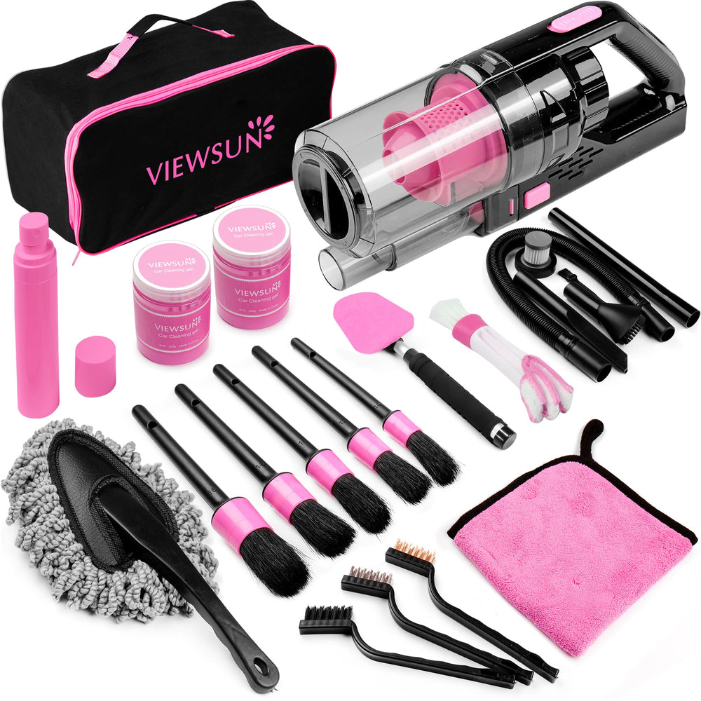 Viewsun 17pcs car cleaning kit vacuum with powerful suction for spotless interiors.