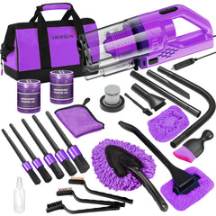 Viewsun 17PCS car cleaning kit portable vacuum for deep interior cleaning