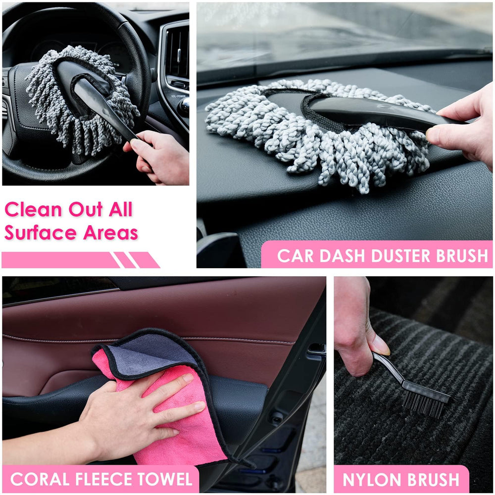 Viewsun dash dusting tool and vent brush for clean air vents