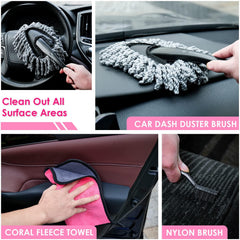 Viewsun dash dusting tool and vent brush for clean air vents