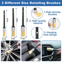 Viewsun detailing brushes in three sizes for various surfaces