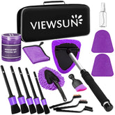 Viewsun windshield cleaner tool with extendable handle reaching tight spots for glass cleaning