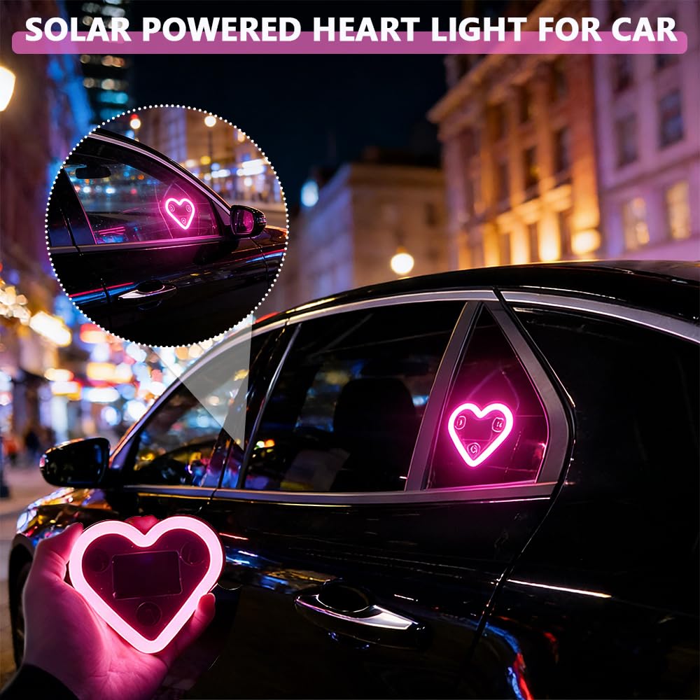Vigirlc heart light on dashboard powered by solar for energy efficiency.