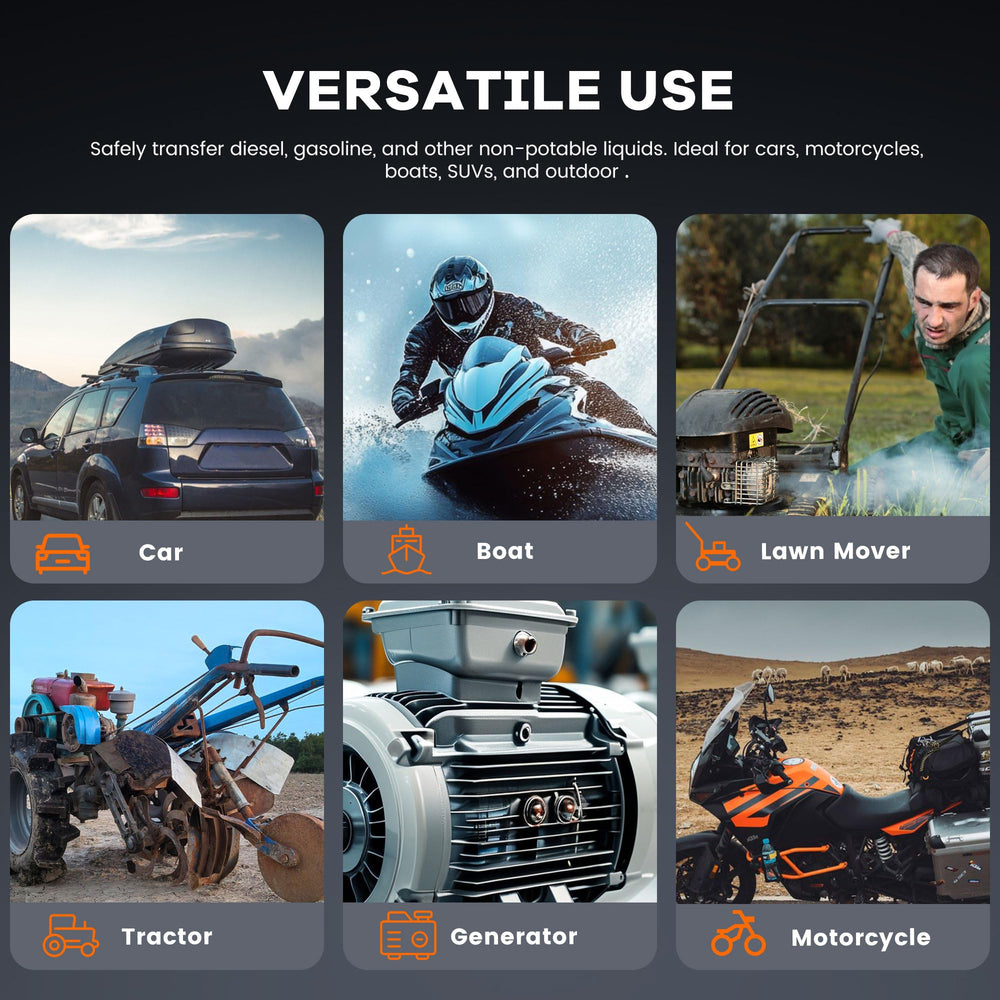 Vigorighter portable fuel transfer pump ideal for boats and farm equipment