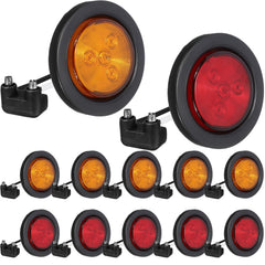 VIHOSE 12pc LED trailer marker lights in amber and red for improved nighttime visibility.
