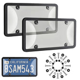 Vikii Store license plate protector front view with tinted anti-glare.