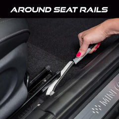 VIKING car detailing brush shown cleaning interior crevices with ease.