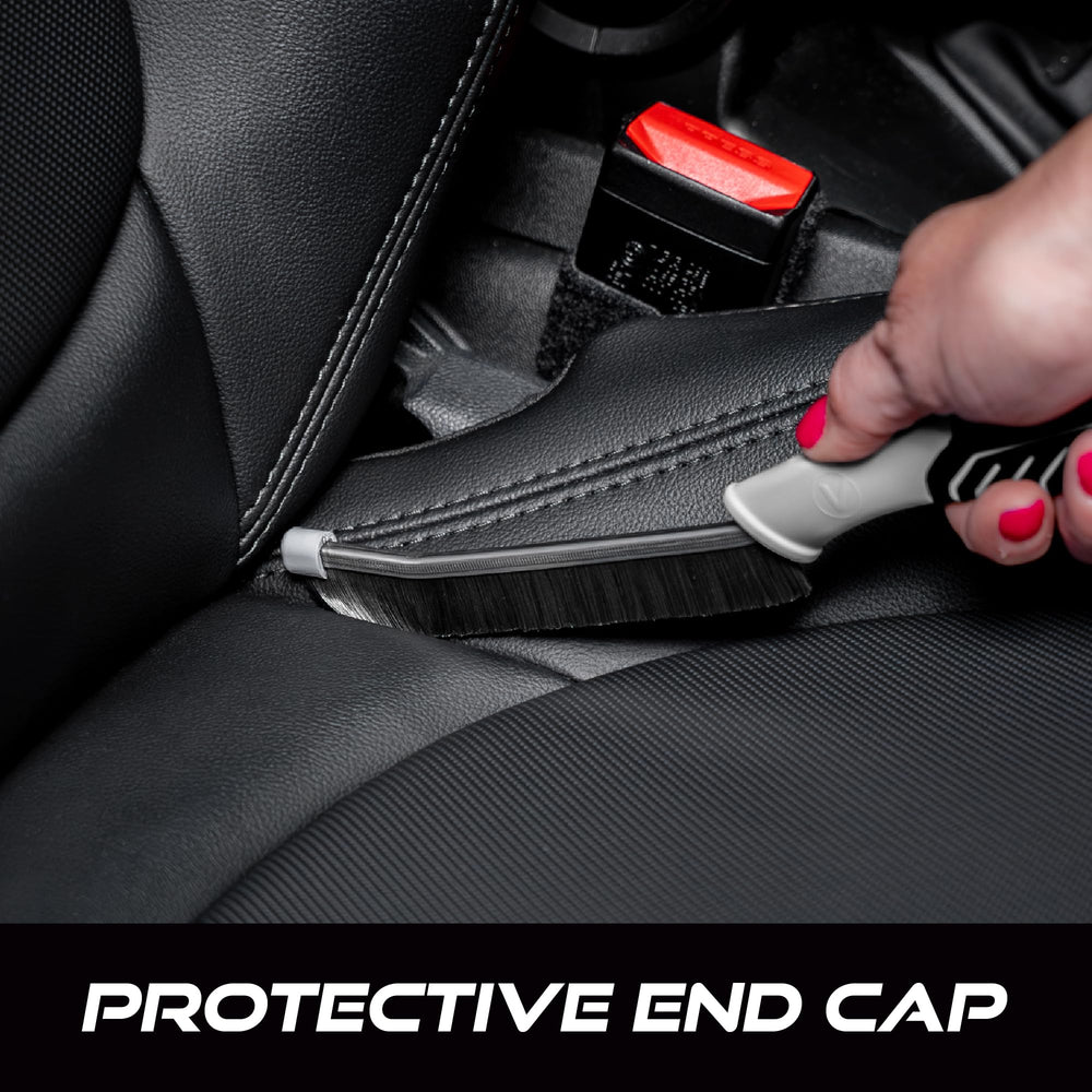 VIKING car detailing brush with stiff bristles tackles grime around rails.