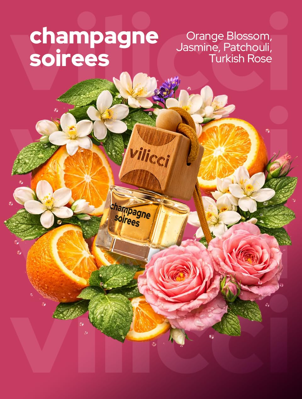 Vilicci Champagne Soirees wooden cap closeup, premium leak-free design.