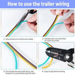 Wiring in use on a boat trailer with color coded VINAUO wires