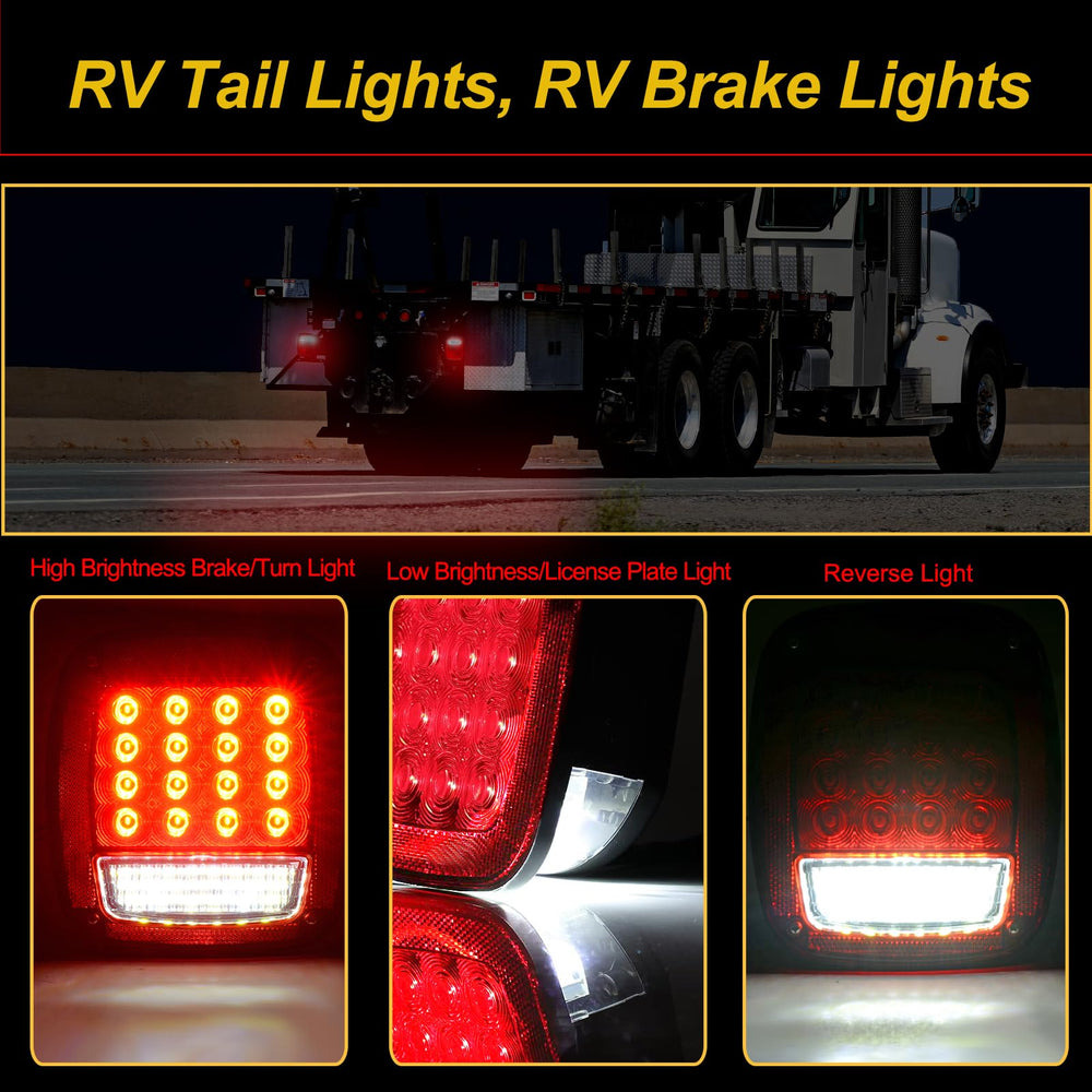 VINAUO RV tail lights backup white LEDs for reversing aid.