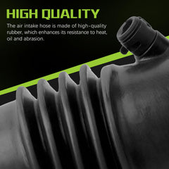 VINMS hose side-angle view highlights reinforced rubber for high-temperature durability