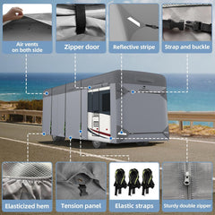 VINPATIO Class A RV cover gutter covers protect edges during installation.