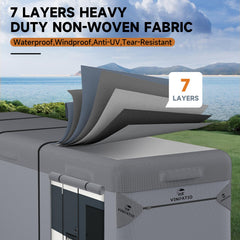 VINPATIO Class A RV Cover side profile demonstrates sleek fit against the motorhome.