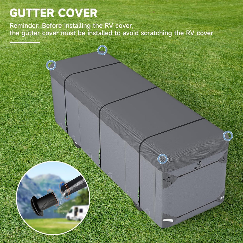 VINPATIO Class A RV cover windproof straps secure the cover against strong winds.