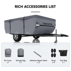 VINPATIO accessory kit includes storage bag, patches, straps, and toss bag.