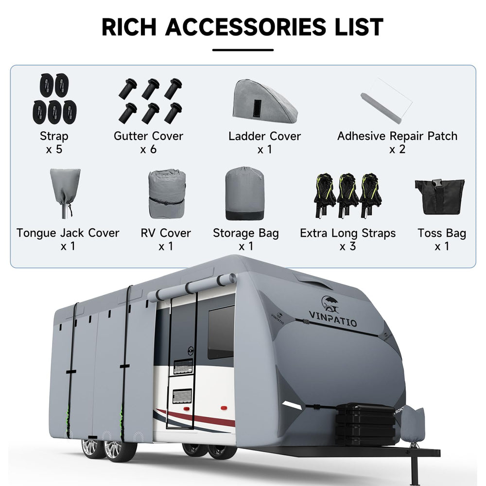 VINPATIO RV cover fits 30-33 ft trailers.