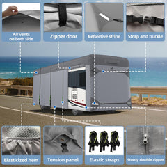 VINPATIO Class A RV Cover windproof straps secure the fit against gusts.