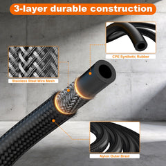 Vintruep fuel line braided texture highlights rugged reinforcement and kink resistance.