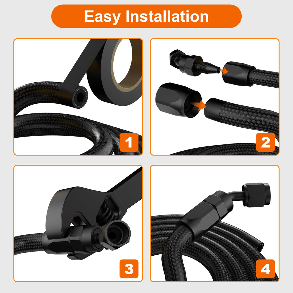 Vintruep black hose in engine bay emphasizes long-lasting rigidity and length.