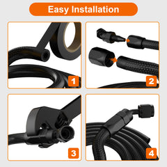 Vintruep black hose in engine bay emphasizes long-lasting rigidity and length.