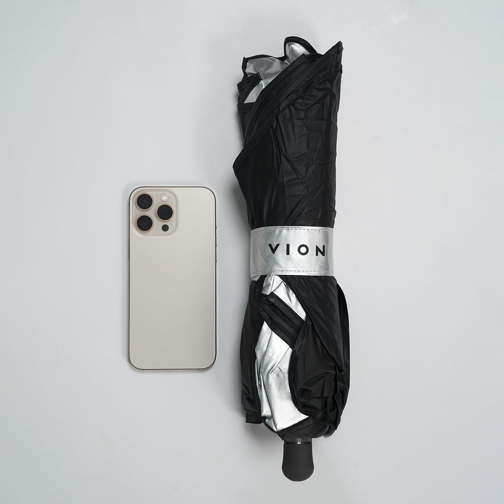 VION sunshade stored in door pocket for convenient access