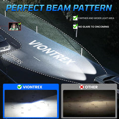 VIONTREX anti-glare design reduces glare for oncoming traffic safety