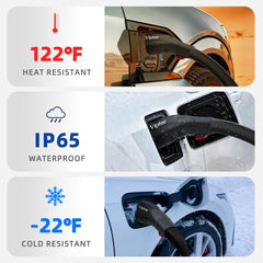 VIPTOO Tesla to J1772 adapter with durable nylon construction for long-term use.