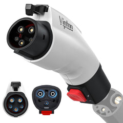 VIPTOO Tesla to J1772 adapter front view with secure dual lock for stable charging