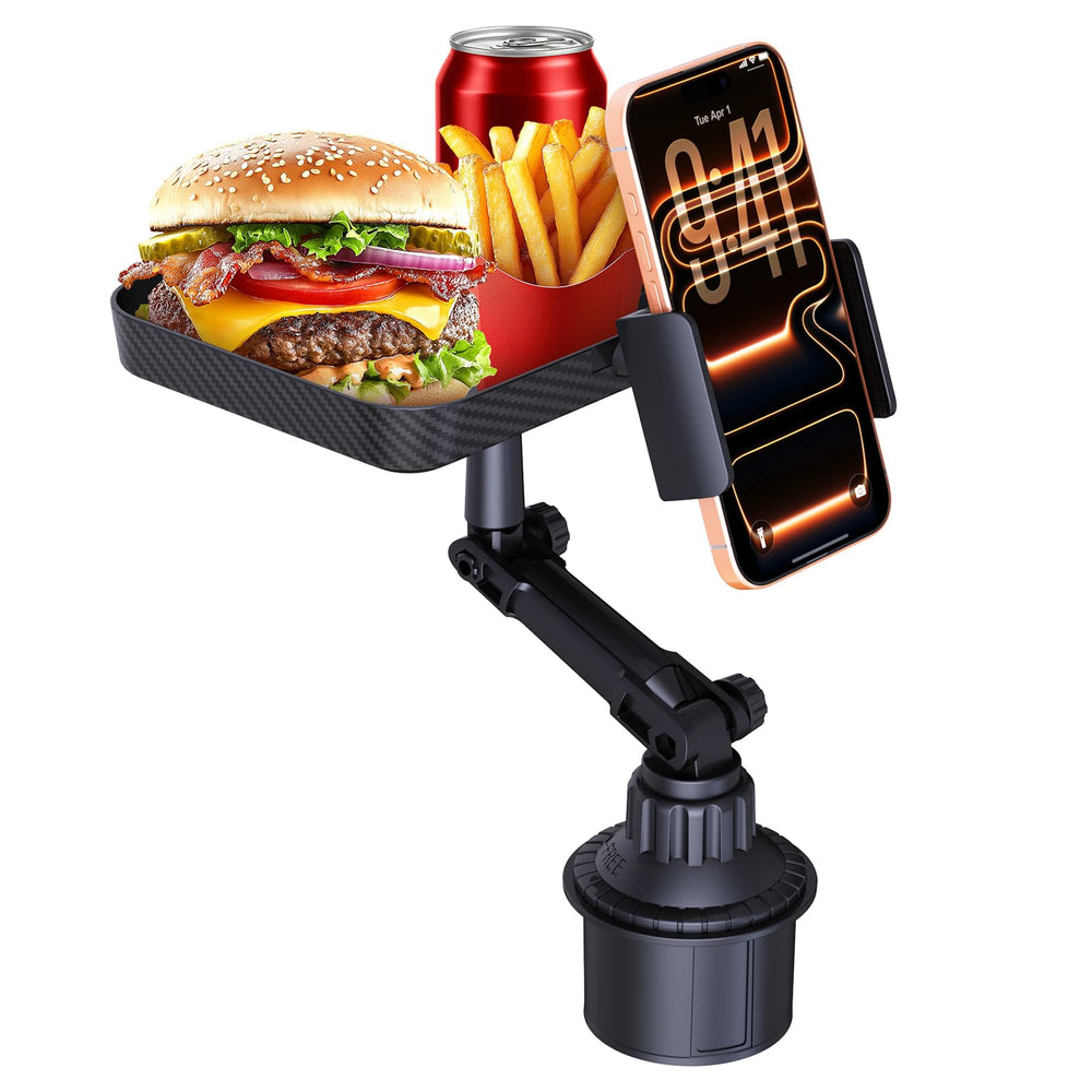 Vitog 3-in-1 car cup holder expander showcasing a spacious tray for meals