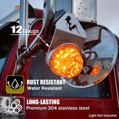 Rust-resistant stainless steel Vitonsbay bracket withstands harsh weather and road grime.