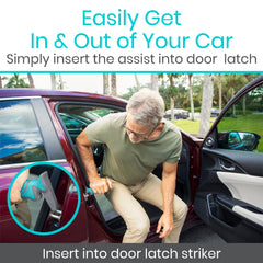 Vive Car Handle Assist fits compact cars and stores in the glove box.